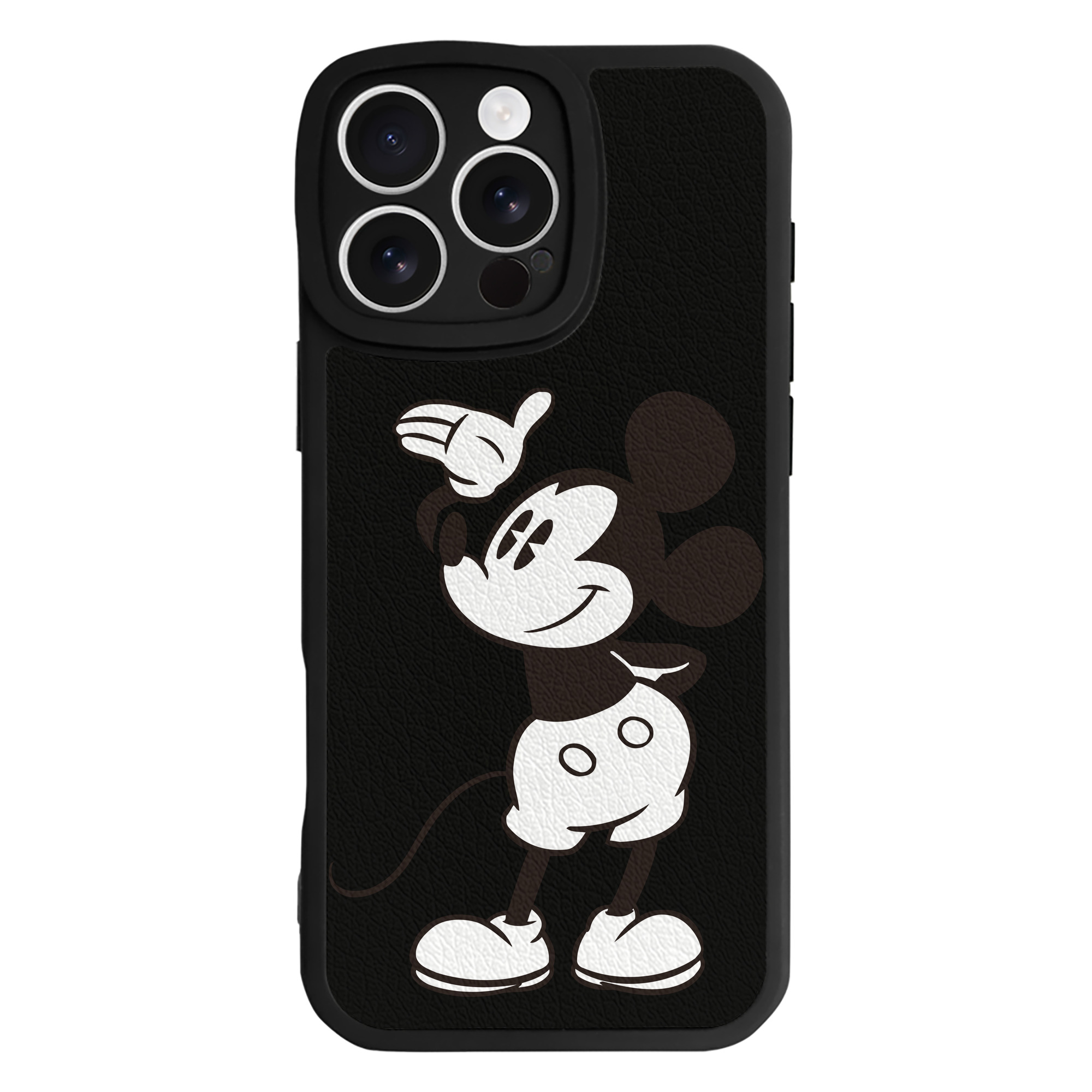 （画像用） ミッキーマウス Mickey Mouse 【iPhone 16シリーズ対応】シリコンスマホケース（レザー調） 材質：シリコン